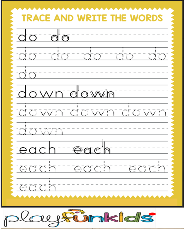 Trace 100 Sight Words PlayFunKids