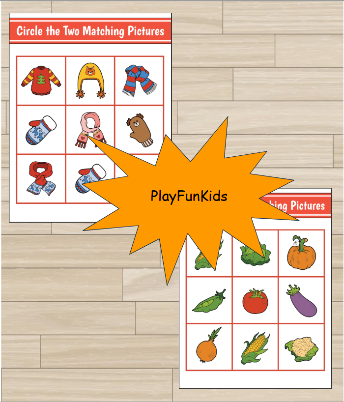 Circle the Two Matching Pictures PlayFunKids